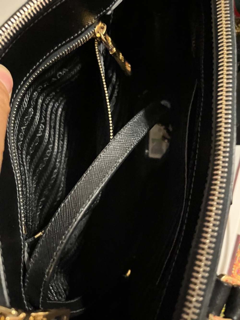 Prada Black Saffiano Leather Structured Satchel with Gold Hardware - Picture 10 of 11